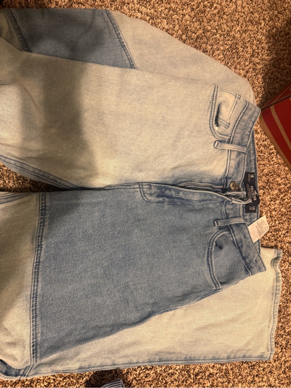 Hollister High-Rise Contrast Panel Light and Medium Blue Jeans